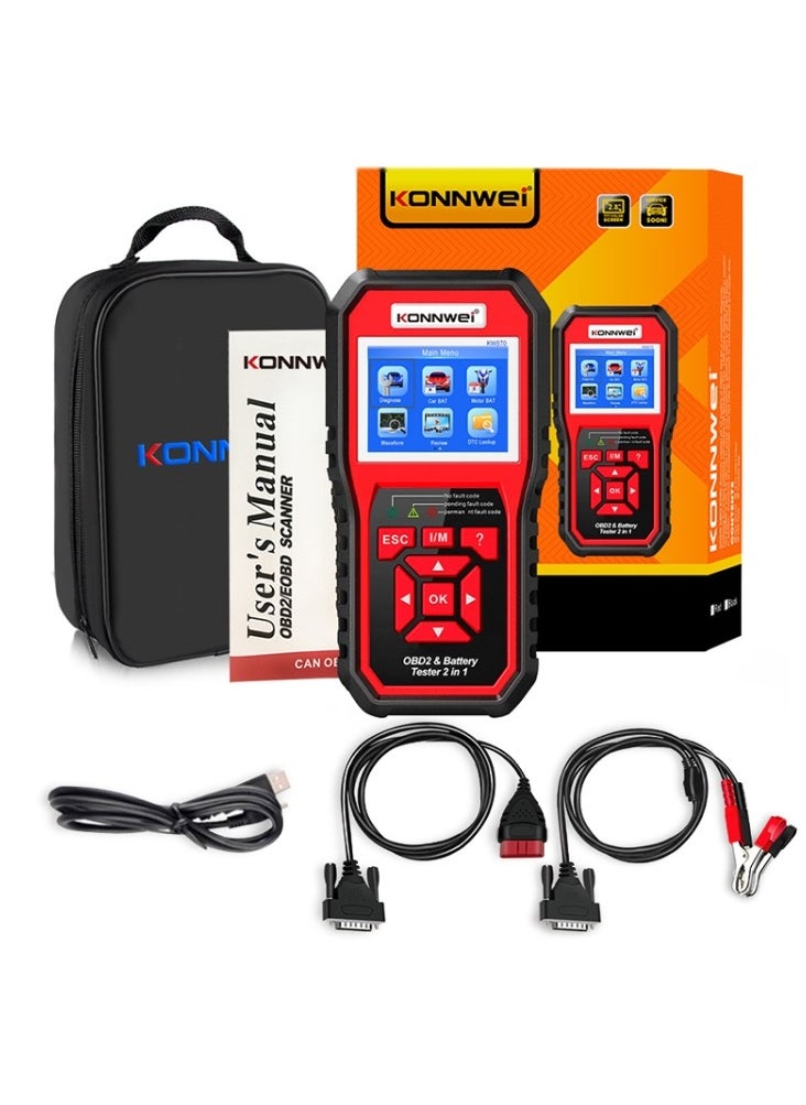 كونوي جهاز KONNWEI KW870 2 في 1 لتشخيص الأعطال عبر OBD2 واختبار البطارية في السيارات.  - Image 5