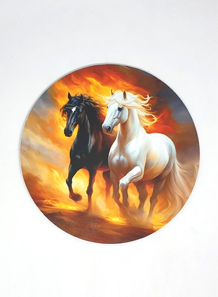Service Zone Protective Printed Horse Design Mat Mouse Pad Round - Image 1