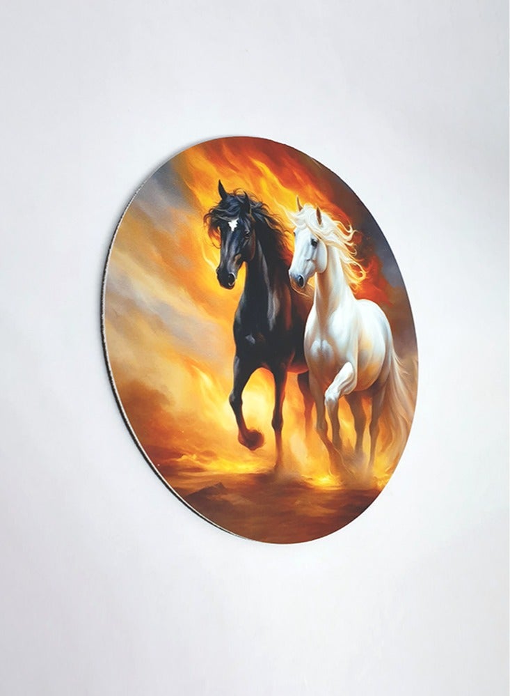 Service Zone Protective Printed Horse Design Mat Mouse Pad Round - Image 2