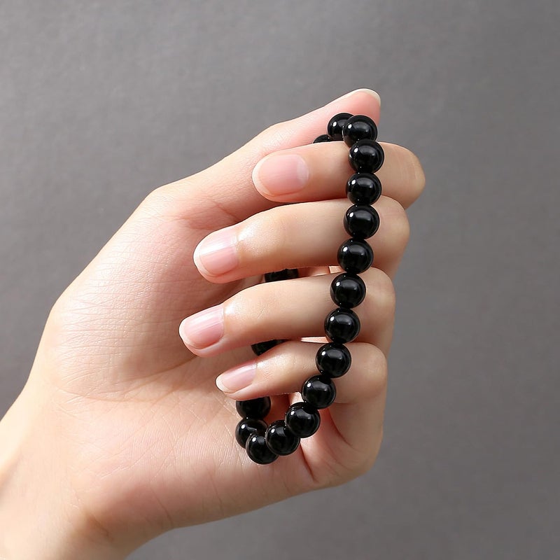 MAIBAOTA Black Obsidian Bracelet for Women Men, Healing Crystal Bracelet, 8 mm Natural Stone Black Bracelet, Crystal Jewelry Birthday Gifts, Round Gemstone Beaded Bracelets - Image 5