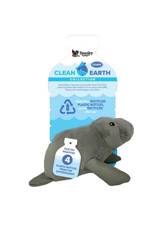 Spunky pup Clean Earth Plush Dog Toy with Squeaker - Recycled, Eco-Friendly, Floats for Beach, Lake, Pool - Manatee, Large