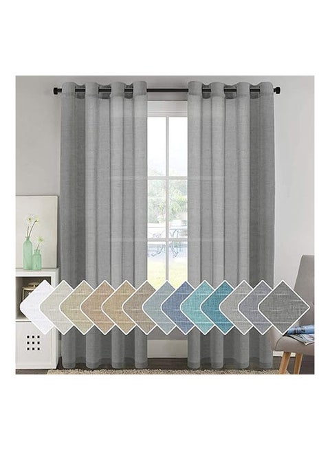 ستارة أنيقة من الكتان الطبيعي مع حلقات فولاذية قطعة واحدة