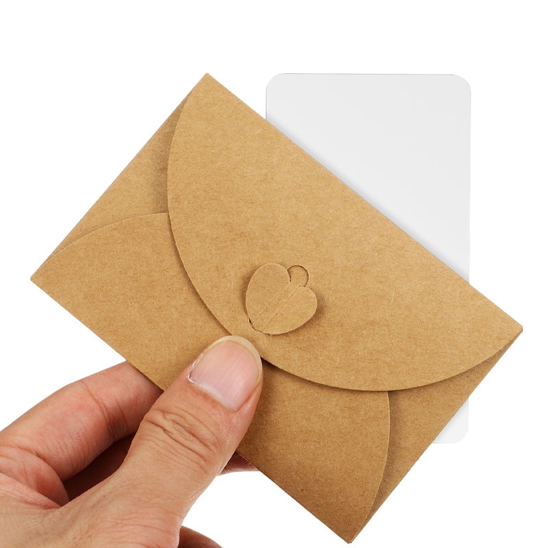 🖊️ أظرف كرافت صغيرة مزودة بقفل على شكل قلب لتصميمات دعوات وبطاقات بتصميم قديم مناسب للزفاف أعياد الميلاد والتخرج - Image 2