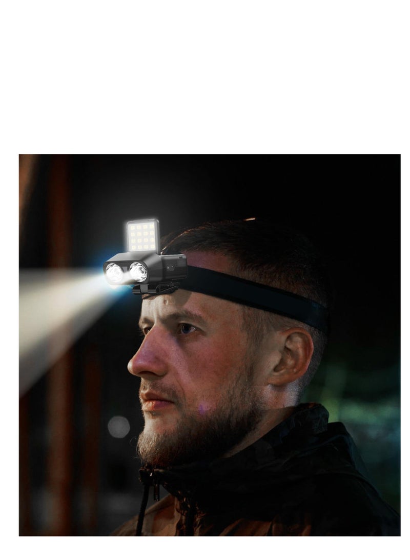 SOLARAE Hard Hat Light, USB C Hardhat Headlamp, Rechargeable Hard Hat Light, 900 Lumens Bright Side Sensing Flashlight, Adjustable Outdoor Lighting Supplies, Clip on Hands Free Hat Lights - Image 2