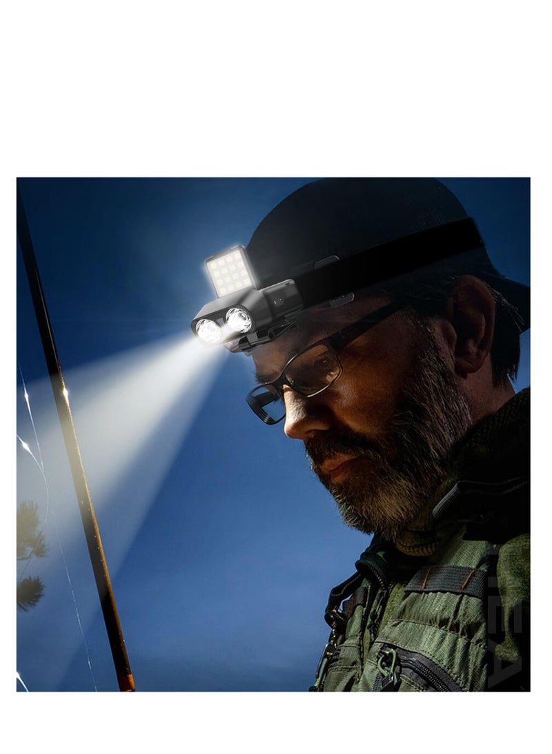 SOLARAE Hard Hat Light, USB C Hardhat Headlamp, Rechargeable Hard Hat Light, 900 Lumens Bright Side Sensing Flashlight, Adjustable Outdoor Lighting Supplies, Clip on Hands Free Hat Lights - Image 3