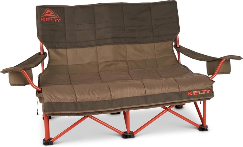 Kelty Kelty Low Loveseat Nest Two Person Camping Chair with 2 Removable Blankets Lower to The Ground Slight Recline Insulated Beverage Holders Roll Tote Storage 2024 Beluga  - Image 1