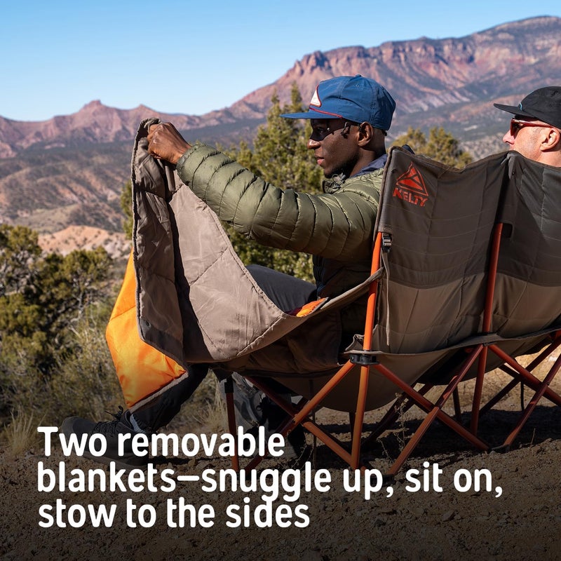 Kelty Kelty Low Loveseat Nest Two Person Camping Chair with 2 Removable Blankets Lower to The Ground Slight Recline Insulated Beverage Holders Roll Tote Storage 2024 Beluga  - Image 4