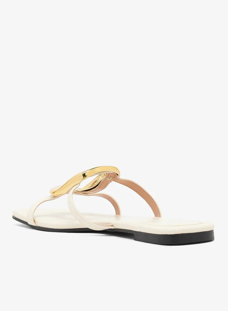 Ella Gold Buckle Statement Flat Sandals