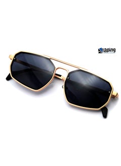 aping Aping Sunglasses Men's Sunglasses For Men Sunglasses For Women Hexagona Fashion UV Protection Matte Golden Frame Brown Lenses  - Image 3