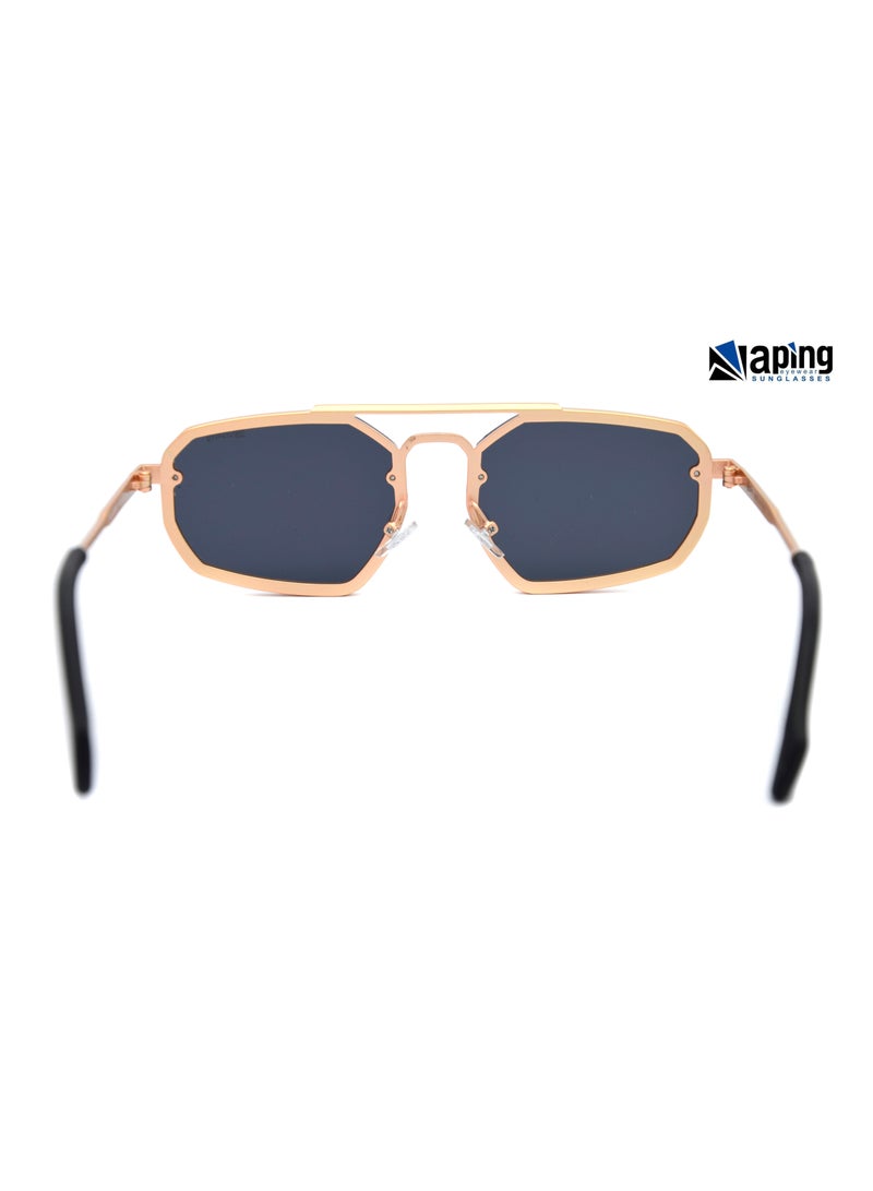Aping Sunglasses Men's Sunglasses For Men Sunglasses For Women Hexagona Fashion UV Protection Matte Golden Frame Brown Lenses