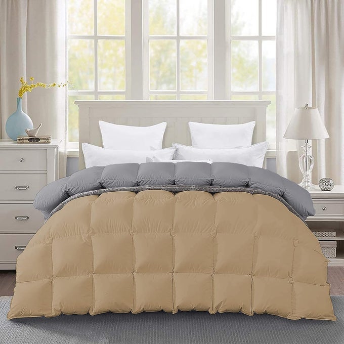 PREMIUM 300 GSM COMFORTER SUPER SOFT FLUFFY REVESIBLE COMFORTER 90 X 100 INCHES228CM X 254CM DOUBLE BED COMFORTERSILVERBEIGE