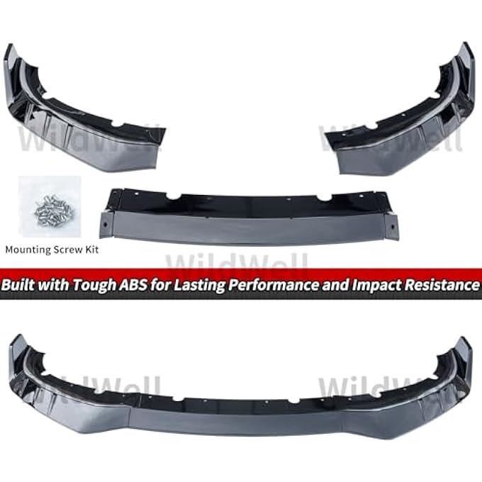 WildWell Front Bumper Lip Splitter Fits 2015-2018 Dodge Charger Base & 2019-2024 Dodge Charger SXT Only, Front Lip Air Dam Chin Spoiler Guard Glossy Black - Image 4
