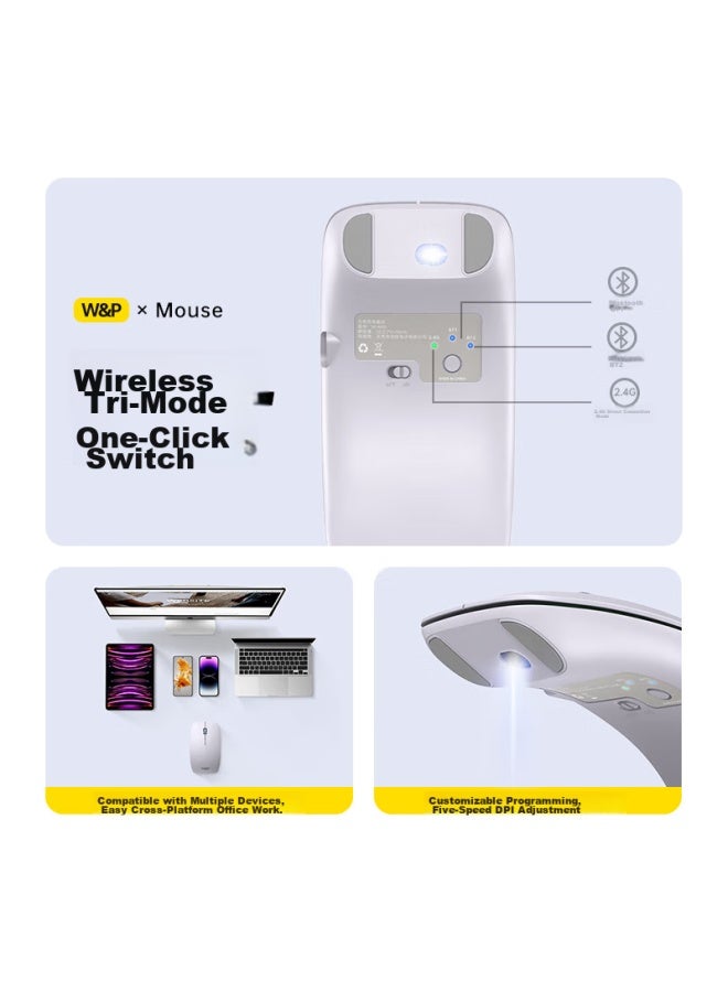 WP W&p Wireless Mouse, Bluetooth Tri-mode Silent Office Portable Ergonomic Rechargeable, Compatible With Apple Mac, Huawei, Microsoft Laptops, Desktop Computers, And Tablets - Image 4