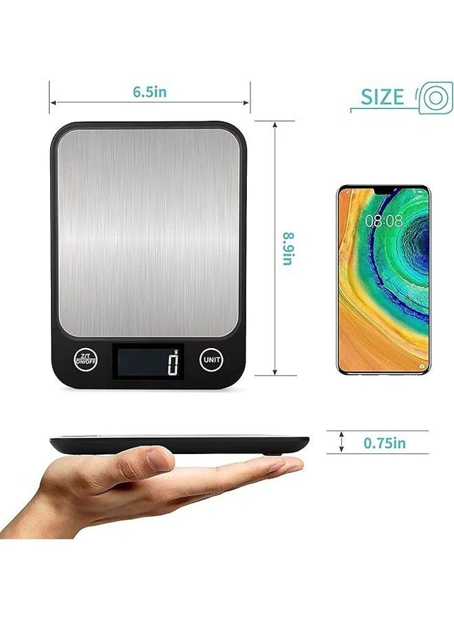 Food Digital Kitchen Scale, Multifunction Scale Measures in Grams and oz for Cooking Baking, 1g/0.1oz Precise Graduation,High Precision Electronic Scale with LCD Display（Black，10Kg/1g） - Image 5