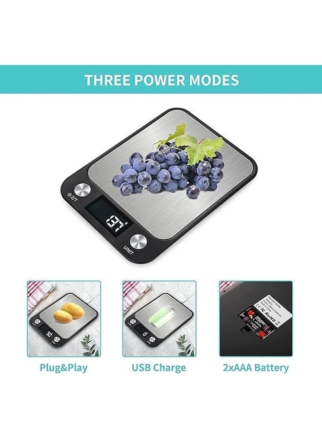 Food Digital Kitchen Scale, Multifunction Scale Measures in Grams and oz for Cooking Baking, 1g/0.1oz Precise Graduation,High Precision Electronic Scale with LCD Display（Black，10Kg/1g） - Image 4