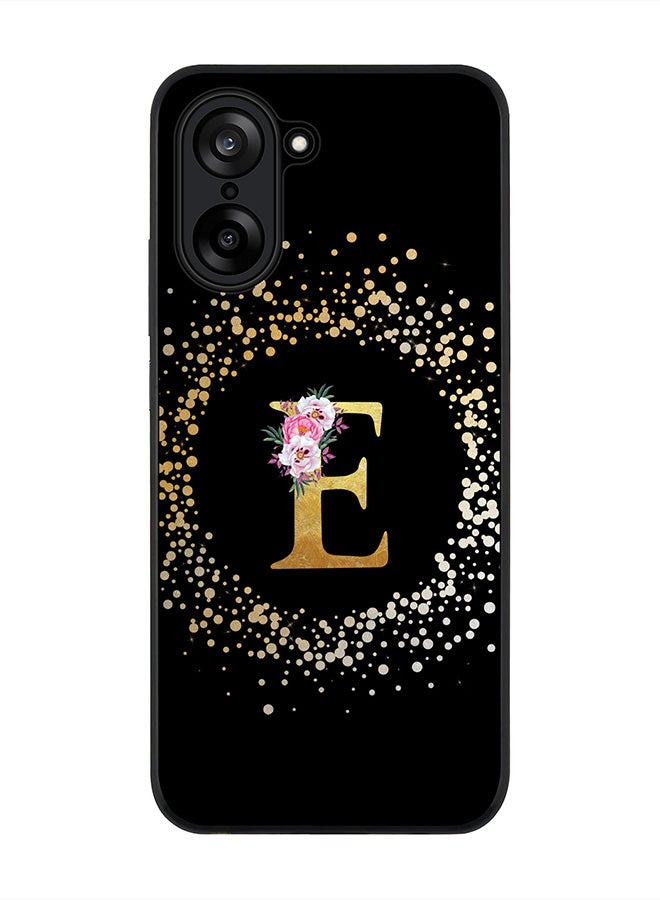 Stylizedd For OnePlus Nord CE5 / Ace 5 Racing Case,Slim fit Camera Protection, Shockproof Thin Phone cover  - Custom Monogram Floral - E ( Black )