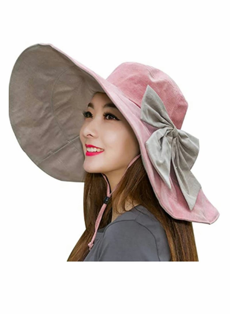 SOLARAE Women Sun Hat Ladies UV Sun Protection Wide Brim Summer Beach Cap Packable Reversible Bucket Hat Suitable for All-Day Wear Pink - Image 1