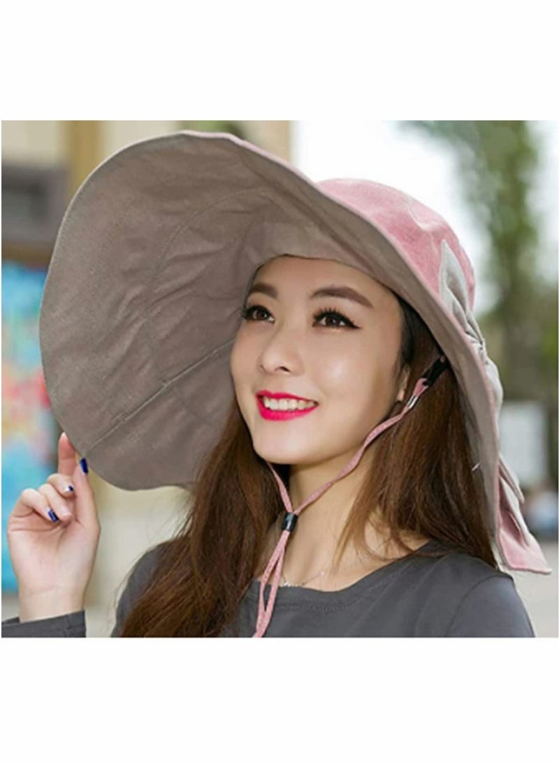 SOLARAE Women Sun Hat Ladies UV Sun Protection Wide Brim Summer Beach Cap Packable Reversible Bucket Hat Suitable for All-Day Wear Pink - Image 4