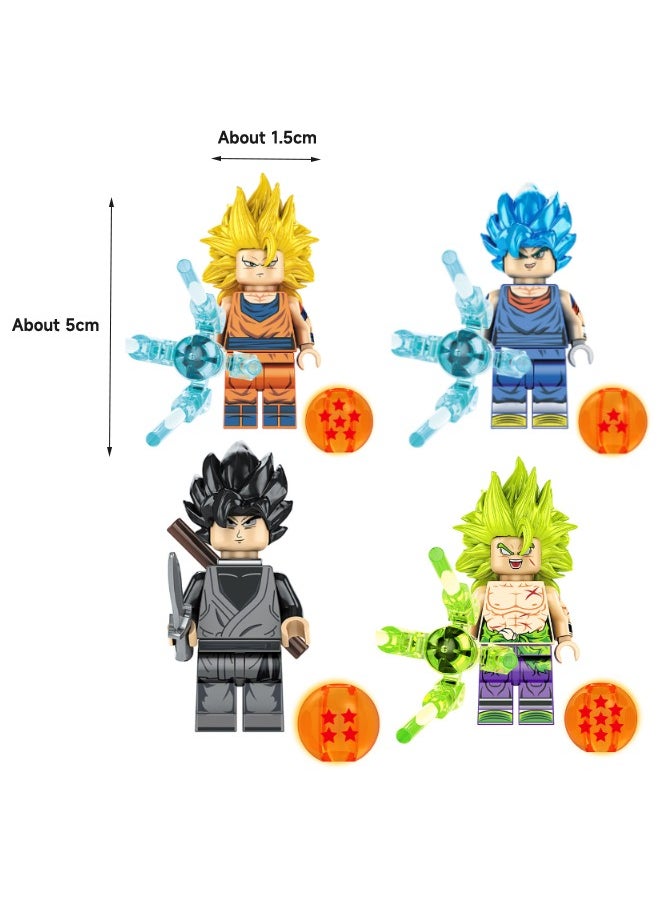XINH 4-Piece Dragon Ball Series Characters Mini Action Figures Set, High Quality Mini Figures Series Stitching Toys Playsets for Collectors and Kids (Son GoKu/Vegetto/Zamasu/Broli)  - Image 2