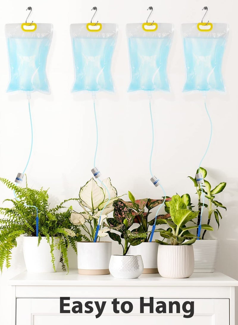 3.5 Litre Plant Life Drip Bag, 4 Pcs with Adjustable Flow Automatic Plant Watering System Unit, Waterer for Potted Plants, 4 Pcs Hooks for Vacation Indoor and Outdoor Plant Watering Bags - Image 5