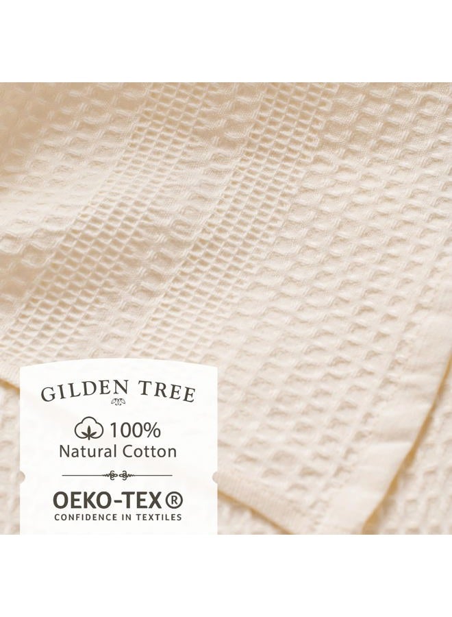 Gilden Tree منشفة ويفل، مناشف غسل للاستحمام، مناشف وجه مقشرة، مجموعة من 4 مناشف قطنية سريعة الجفاف، نمط كلاسيكي (كريم) - Image 2