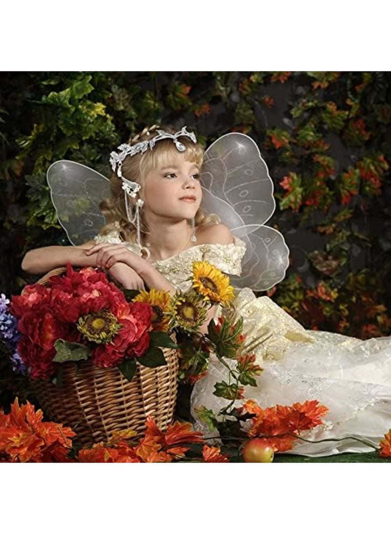 Luckam Halloween Party Set, Rhinestone Fairy Leaf Headband Elf Ear Cuffs Crown Elf Earring Accessory for Fairy Cosplay Pageant Wedding Prom - Image 3