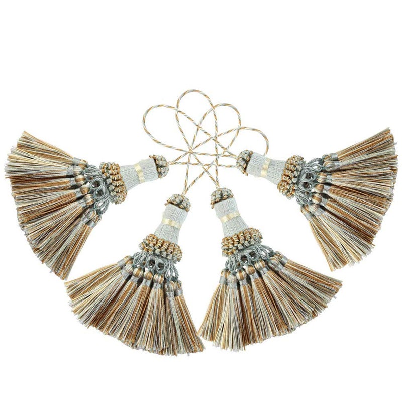 BEL AVENIR Elegant Polyester Tassel Handmade Colorful Craft Tassels Charms for Key Chain Straps DIY Accessories Blue 4 Pack