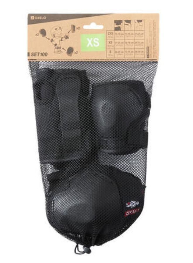 OXELO Kids' 2 x 3-Piece Skating Skateboard Scooter Protective Gear 100 - Black - Image 5