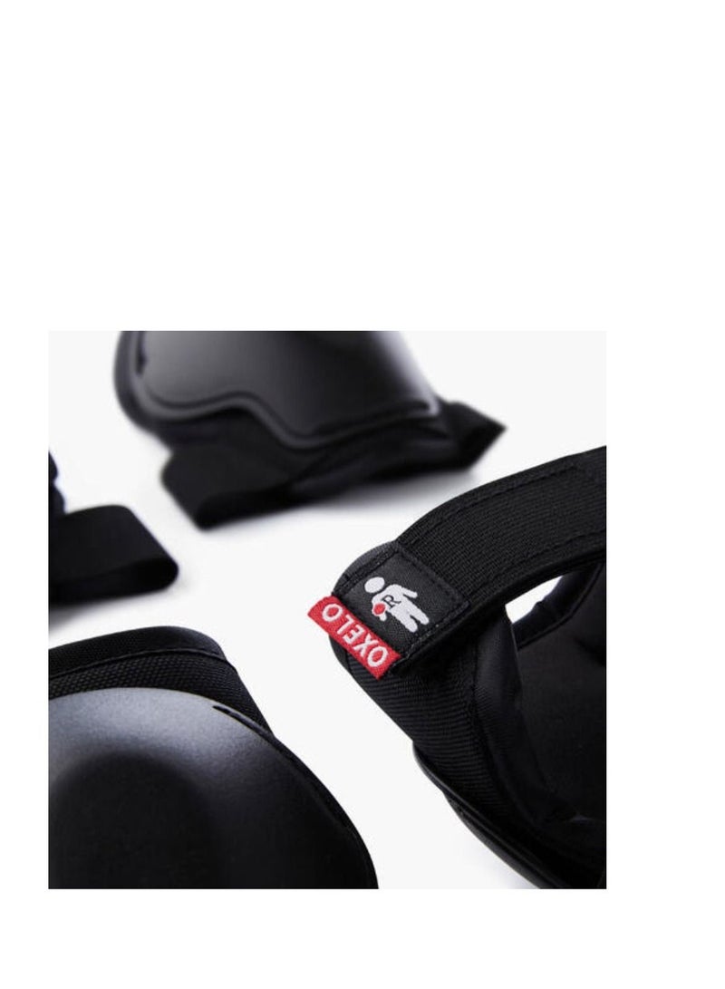 OXELO Kids' 2 x 3-Piece Skating Skateboard Scooter Protective Gear 100 - Black - Image 3