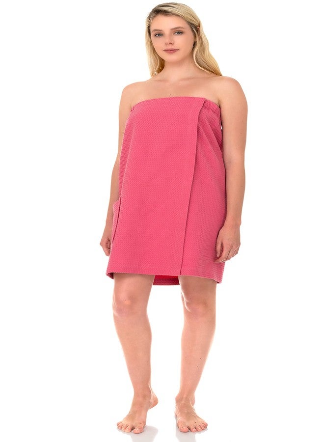 TowelSelections Womens Shower Wrap Adjustable Waffle Bath Wrap Spa Cover-up Small/Medium Fruit Dove - Image 3