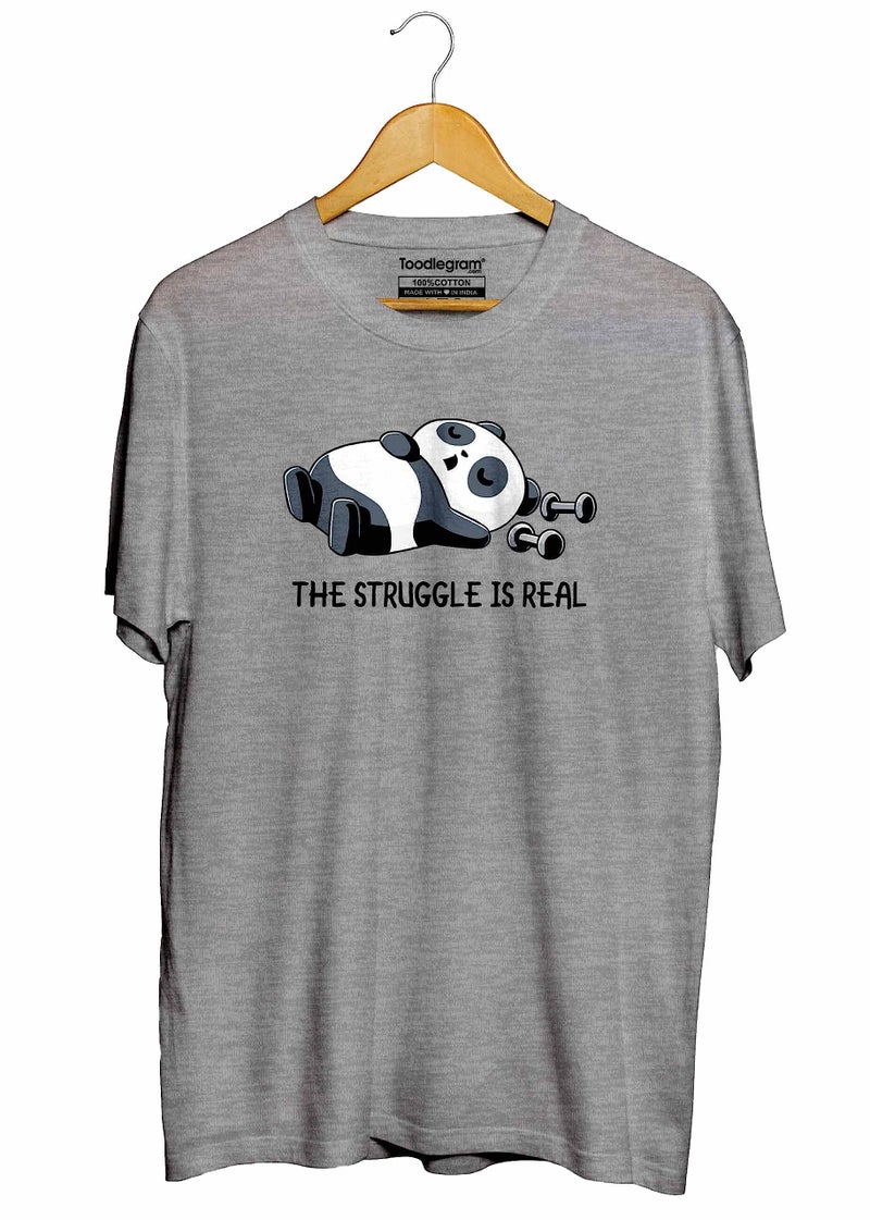 Toodlegram Men Plus Size Cotton Printed T-Shirt Regular Fit Grey Melange - Image 2