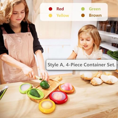 upsimples Fruit and Vegetable Anti-Oxidation Storage Box,Fruit Storage Containers for Fridge,Silicone (Fruit and Vegetable cover (4 Pc)),Multicolor - Image 2