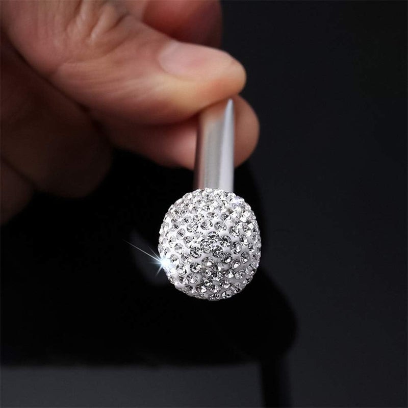 cheekyglo 2 Pieces Car Door Lock Pin, Decortion ling Rhinestone uto Interior Lock Pull Pin Knos luminum lloy Universal uto Interior ccessories, White-Bianca - Image 3