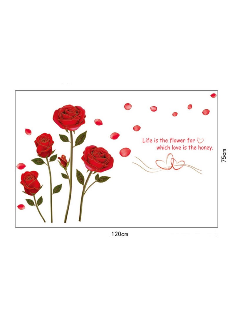 Decals Design Decals Design 'Romantic Rose Flowers' Wall Sticker (PVC Vinyl, 50 cm x 70 cm, Multicolour)  - Image 5