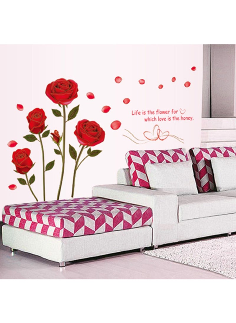 Decals Design Decals Design 'Romantic Rose Flowers' Wall Sticker (PVC Vinyl, 50 cm x 70 cm, Multicolour)  - Image 3