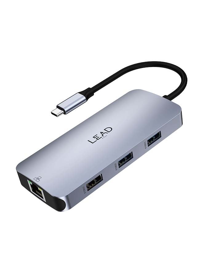 LEAD USB-C to PD+HDMI 4K/Multiport Adapter LHB09+SD+Micro RJ45, Space Gray - Image 2