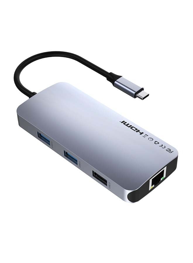 LEAD USB-C to PD+HDMI 4K/Multiport Adapter LHB09+SD+Micro RJ45, Space Gray - Image 5