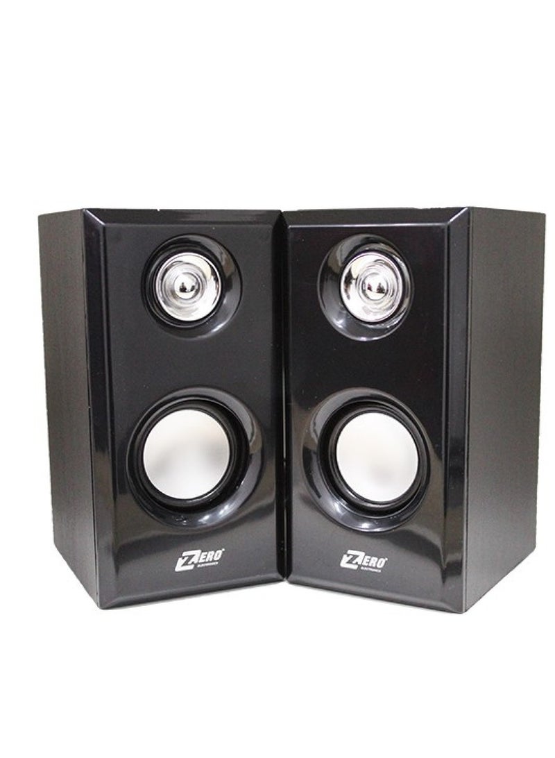 Zero ZR-70 Wired Digital Speaker for Computer and Laptop, 2 Pieces - Black