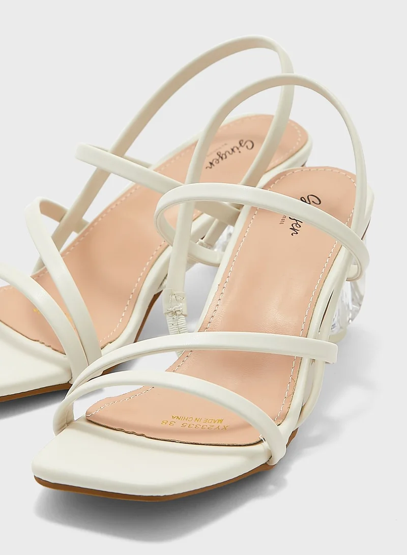 Ginger Clear Trapeze Heel Sandals