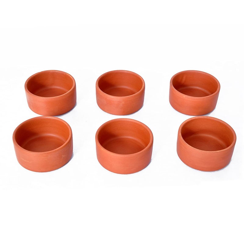 SHRIYAM CRAFTS Clay Katori Serving Bowl Chatni Bowls (CHATNI Bowl Pack of 6) 500 ml Brown - Image 1