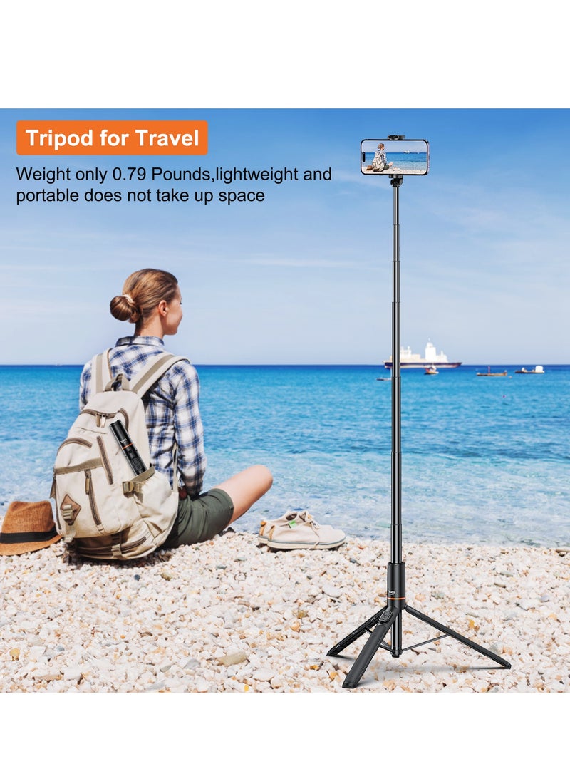 VRIG 63" Newest Phone Tripod&Selfie Stick for iPhone,Integrated Selfie Stick with Bluetooth Shutter,Cell Phone Tripod Stand for Video Recording Compatible with iPhone 16/15/14/13/all