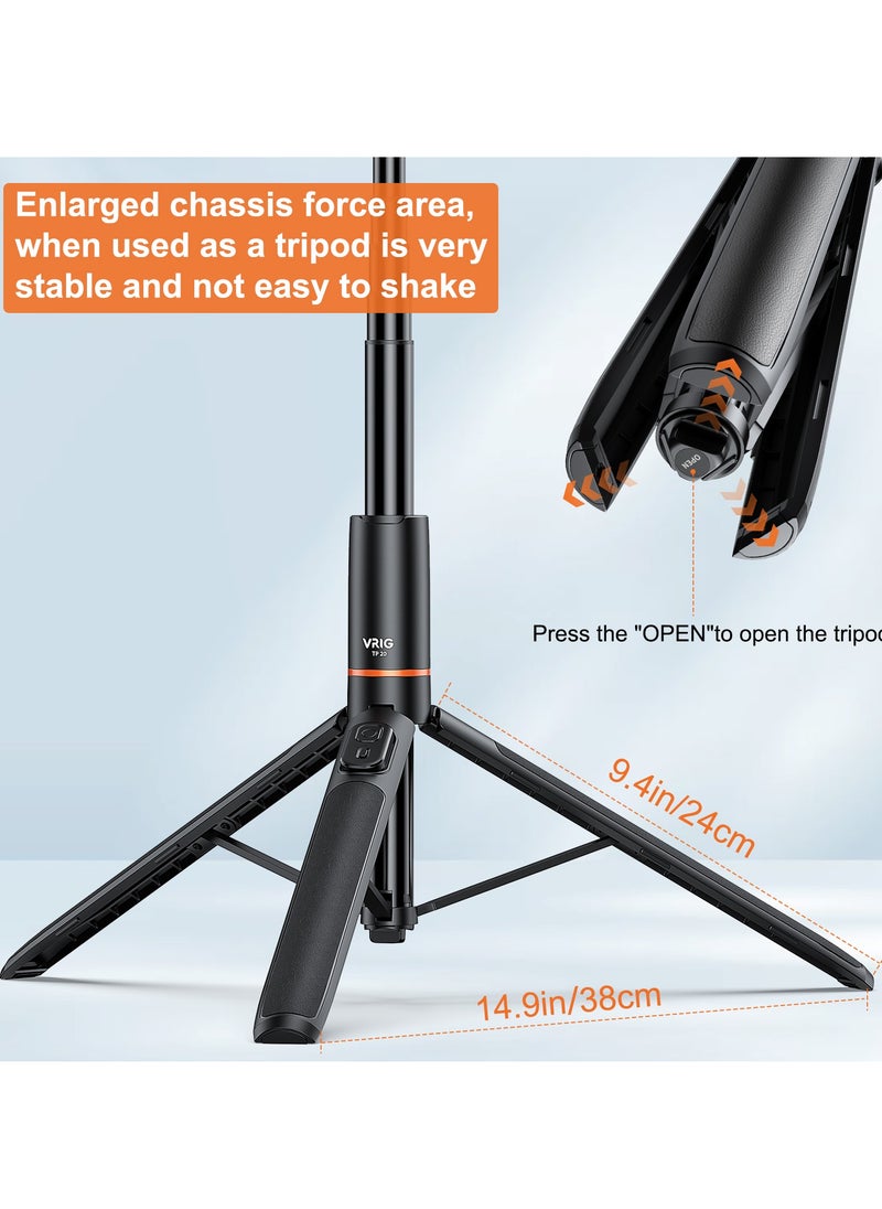 VRIG VRIG 63" Newest Phone Tripod&Selfie Stick for iPhone,Integrated Selfie Stick with Bluetooth Shutter,Cell Phone Tripod Stand for Video Recording Compatible with iPhone 16/15/14/13/all  - Image 4