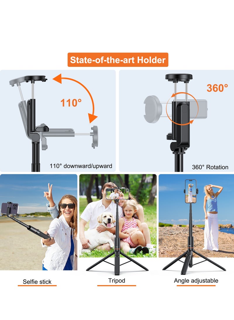 VRIG VRIG 63" Newest Phone Tripod&Selfie Stick for iPhone,Integrated Selfie Stick with Bluetooth Shutter,Cell Phone Tripod Stand for Video Recording Compatible with iPhone 16/15/14/13/all  - Image 3