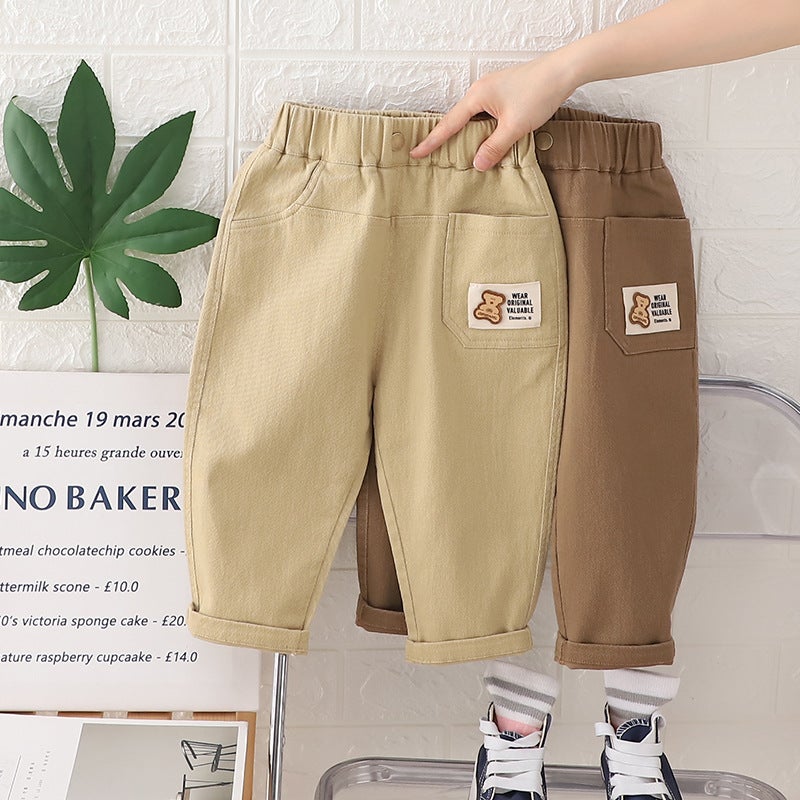 Autumn Boys' Trousers Autumn New Western Style Fashionable Small And Medium-Sized Children'S Korean Style Bear Standard Casual Trousers Trendy Handsome Daifa - Image 2