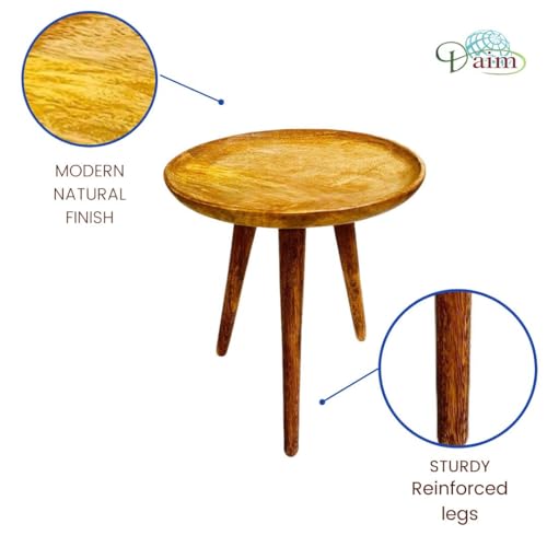 Daim® Beautiful Mango Wood fold-able Side Table/end Table/Plant Stand/Stool Living Room Kids Play Furniture Table/Top Curve Table/Round Shape Table - Image 4