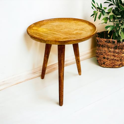 Daim® Beautiful Mango Wood fold-able Side Table/end Table/Plant Stand/Stool Living Room Kids Play Furniture Table/Top Curve Table/Round Shape Table - Image 2