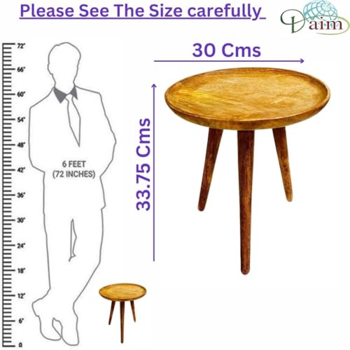 Daim® Beautiful Mango Wood fold-able Side Table/end Table/Plant Stand/Stool Living Room Kids Play Furniture Table/Top Curve Table/Round Shape Table - Image 5