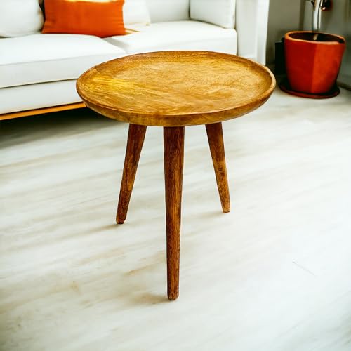 Daim® Beautiful Mango Wood fold-able Side Table/end Table/Plant Stand/Stool Living Room Kids Play Furniture Table/Top Curve Table/Round Shape Table - Image 1