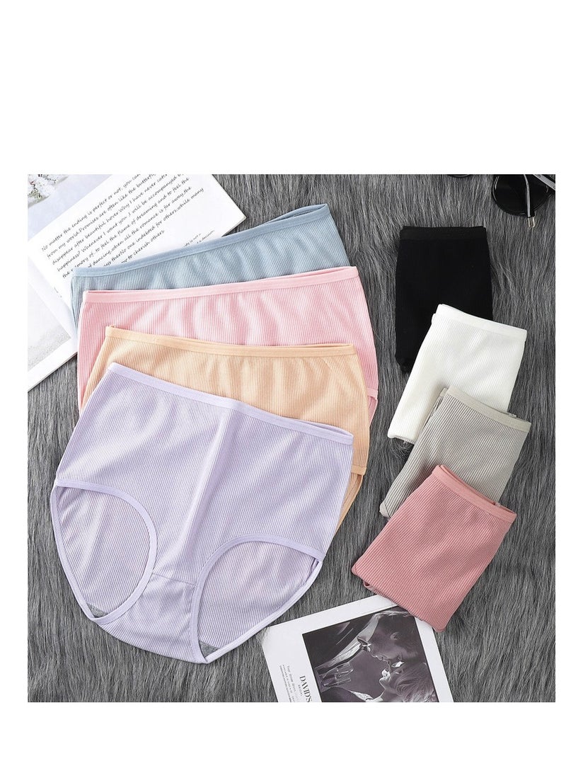 8-pack women's underwear set - made of soft ribbed fabric, available in various pasta colors, comfortable triangle pants (2pcs pink+2pcs black+2pcs purple+2pcs skin tone) ﻿  - Image 1
