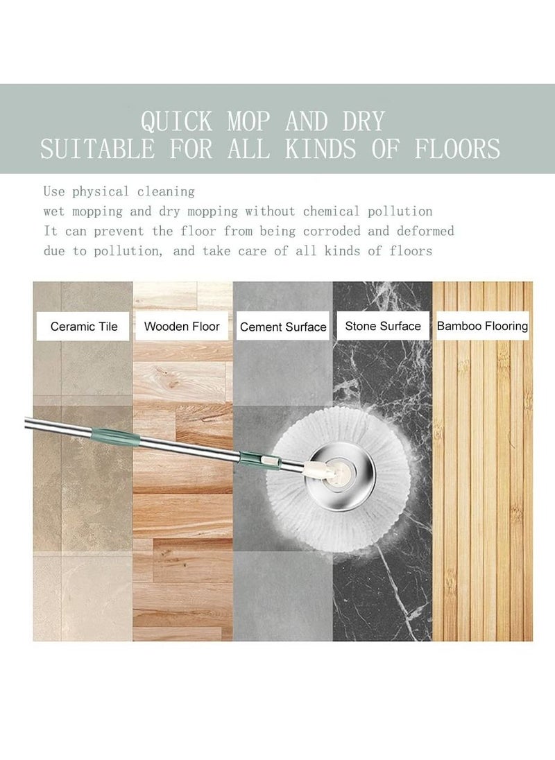 Arabest - Rotating Mop and Bucket Set, 360° Rotating Bucket, Floor Cleaning System, Easy Wringing Floor Mop, 2 Microfibre Replacement Mop Heads Adjustable Stainless Steel Extended Handle - Image 1